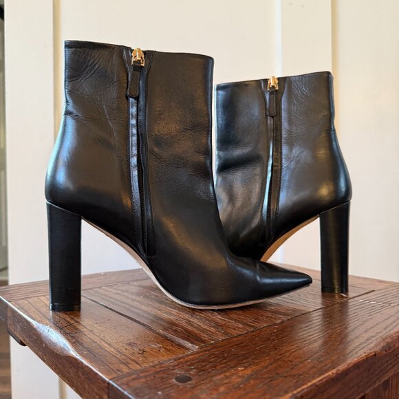 Tory Burch Penelope Point Tor Bootie Black Leather Gold Logo Size 9.5 - Picture 9 of 9